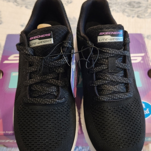 Women's skechers Bob's Squad Chaos shoes size 7 black/white - Picture 1 of 12